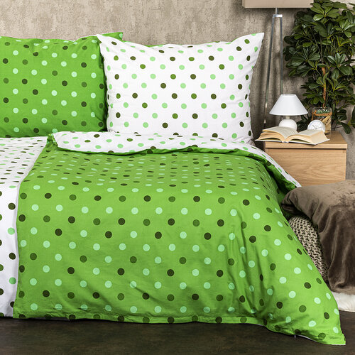 4Home Bavlnené obliečky Bodky zelená, 140 x 200 cm, 70 x 90 cm