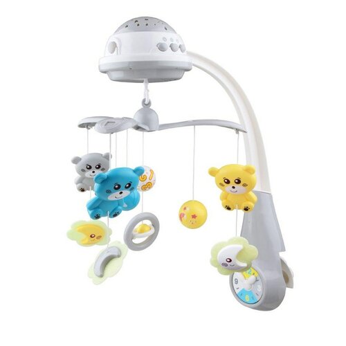 Baby Mix körhinta a kiságy fölé kivetítővel, szürke