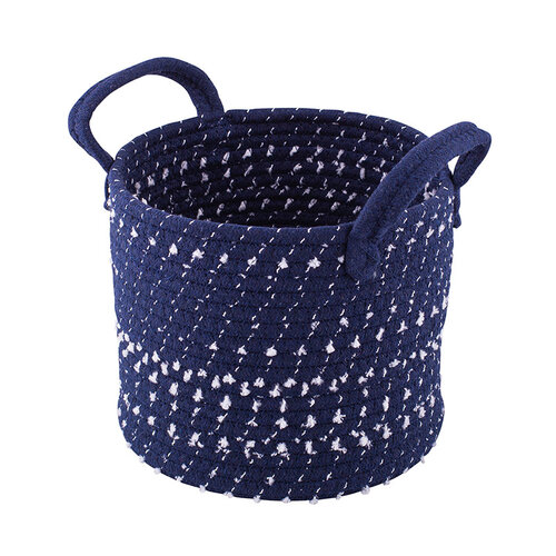 Coș rotund din bumbac Altom Dark blue, 22 x18 cm, diam. 22 cm