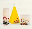 Sviečka s dekorom tulipánov - kocka, viacfarebná