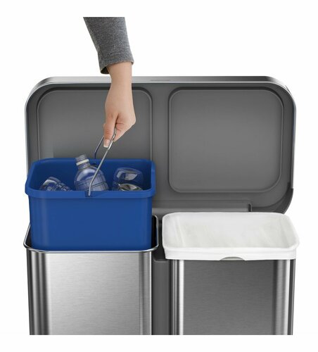 Simplehuman Pedałowy kosz na odpady segregowane 58l, srebrny