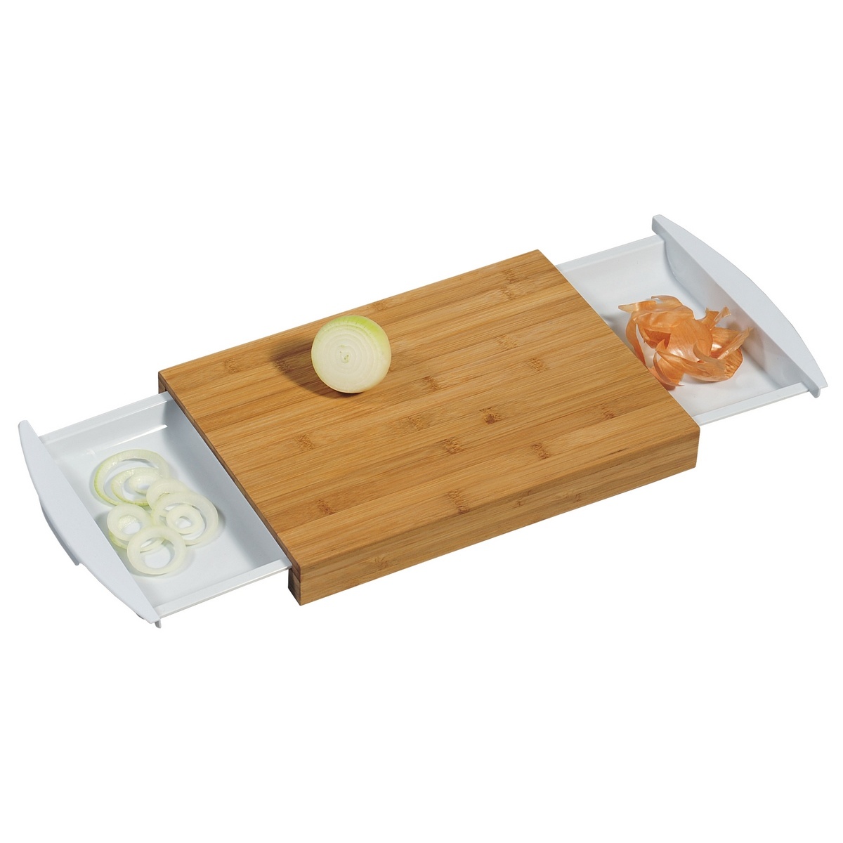 Kesper 58351 Bambusz vágódeszka tároló tálcával,fehér, 41 x 25,5 x 4 cm termék 2. képe
