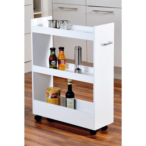 Kesper 24852 Regał do wnęki na kółkach, biały, 78 x 22 x 60 cm