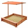 New Baby Holzsandkasten mit Vordach orange, 120 x 120 cm