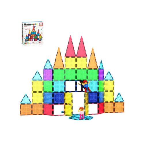 PicassoTiles gradbeni komplet s 63 magnetnimi ploščicami