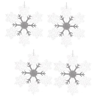 Set de decorațiuni de Crăciun Fulgi, 4 bucăți, alb, 23 x 1 x 26 cm