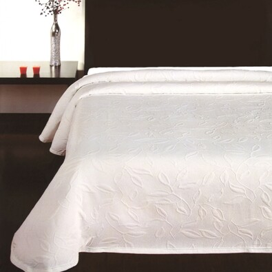 Floral ágytakaró, fehér, 140 x 220 cm