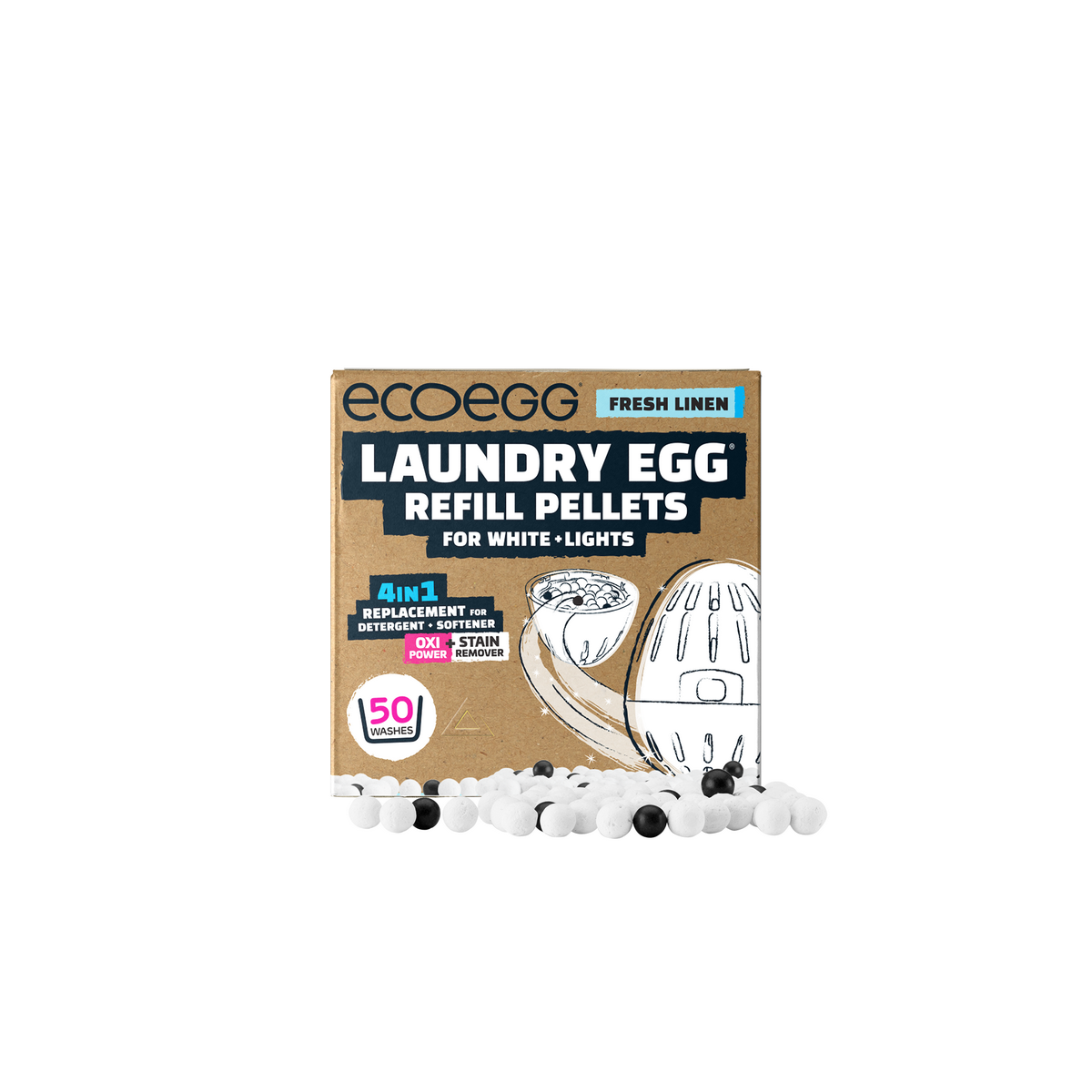 Levně ECOEGG Náplň do vajíčka na bílé a světlé prádlo, 50 praní, svěží bavlna