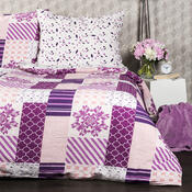 4Home Patchwork violet krepp ágyneműhuzat, 140 x 220 cm, 70 x 90 cm