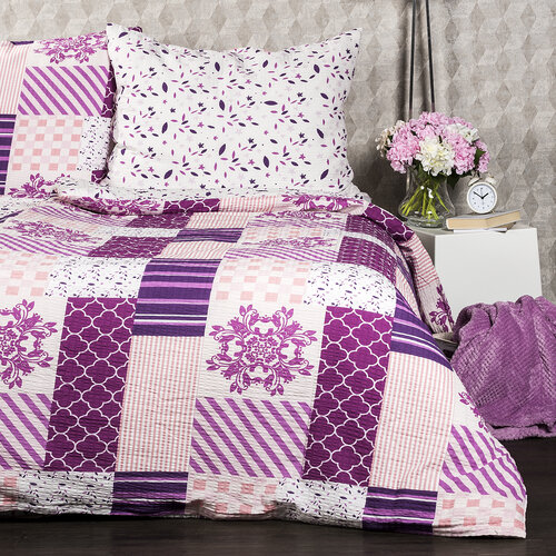 4Home Крепова постільна білизна Patchwork violet, 140 x 220 см, 70 x 90 см