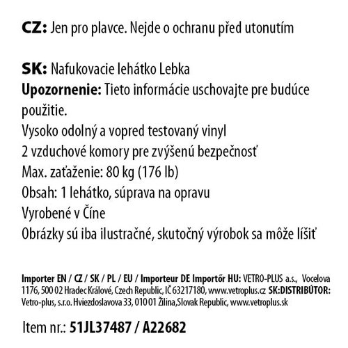 Vetro-Plus Надувний шезлонг Піратський череп, 159 x 120 см