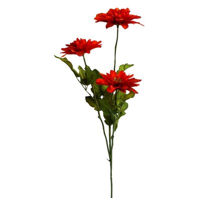 Sztuczna dalia, 3 kwiaty na łodydze, wys. 64 cm, cm, ceglasty