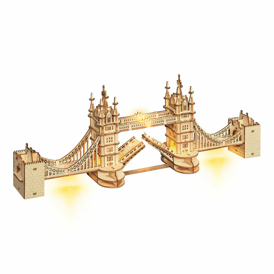 RoboTime Drevené 3D puzzle most Tower Bridge svietiace
