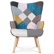 Křeslo ušák s podnožkou PW2, patchwork