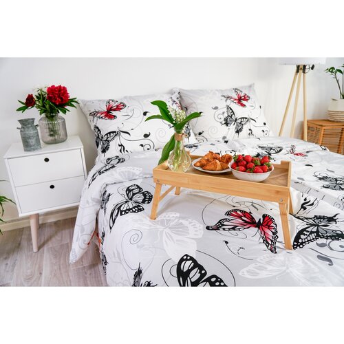 Stanex Krep posteljnina Metulj bela, 140 x 220 cm, 70 x 90 cm