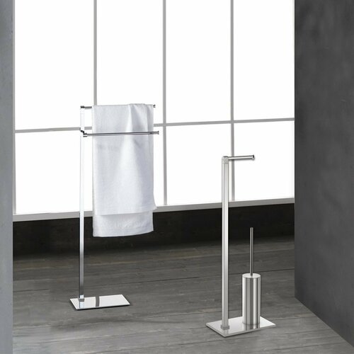 GEDY 783213 Állvány WC-papír tartóval és WC-kefetartóval, szögletes, sárgaréz