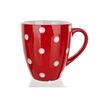 Banquet Keramiktasse Becher 400 ml, Rot mit Punkten