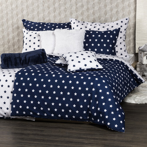 4Home Baumwollbettwäsche Stars Navy Blue, 160 x 200 cm, 70 x 80 cm