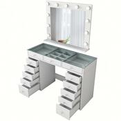 Schminktisch Livia White mit Glasplatte