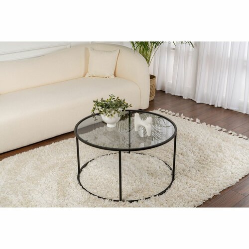 Măsuță de cafea Aurum Black cu sticlă fumurie, 80 cm
