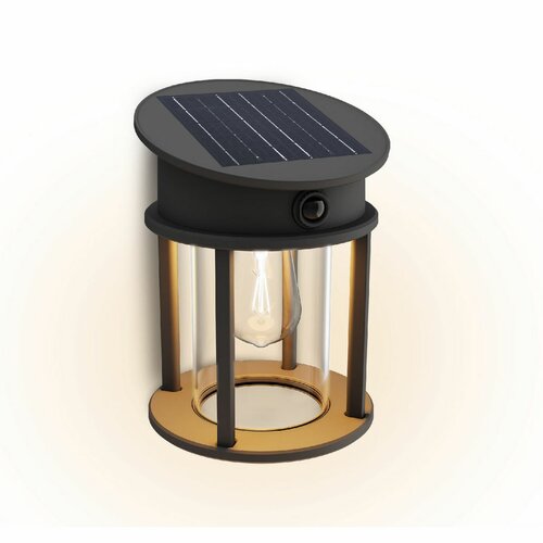 Philips Geri UltraEfficient solárne LED okrúhle svietidlo so senz. antracit, 3,2 W, 500 lm, 2700 K