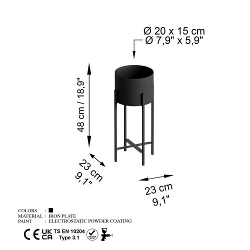Suport metalic pentru flori GED-026, Mono negru