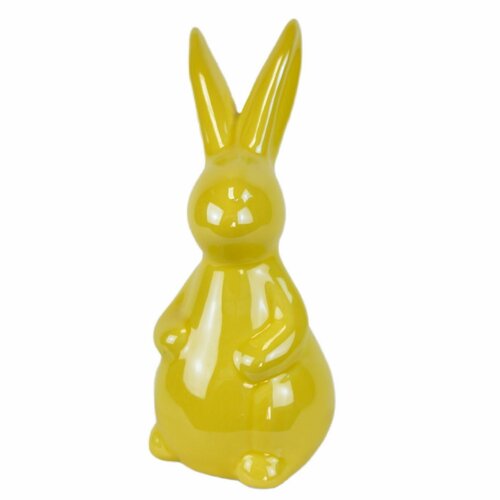 Velikonoční dekorace Žlutý zajíc, keramika, 8,3 x14,3 x 6 cm
