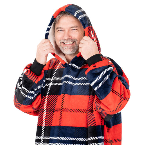 4Home Світшот на штучній овчині мікроплюш Клітинка, uni L - чоловічий