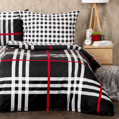 4Home Flanell-Bettwäsche Cube schwarz, 220 x 200 cm, 2 St. 70 x 90 cm