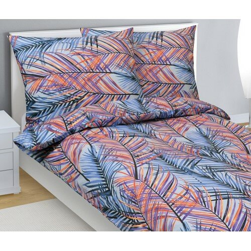 Bellatex Pościel bawełniana Paproć niebieski, 140x 200 cm, 70 x 90 cm