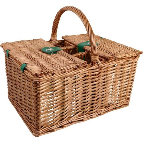 Arôme Coș de picnic pentru 4 persoane dungi verzi, 48 x 33 x 25 cm