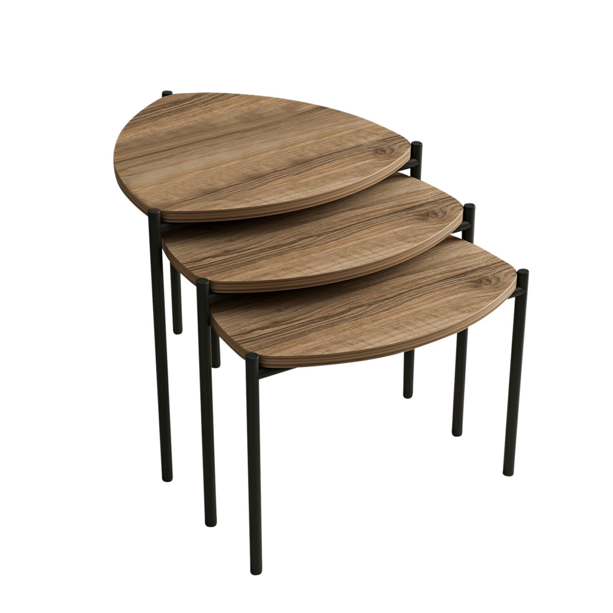 Stolik kawowy Lenny Walnut, 3 szt., naturalny
