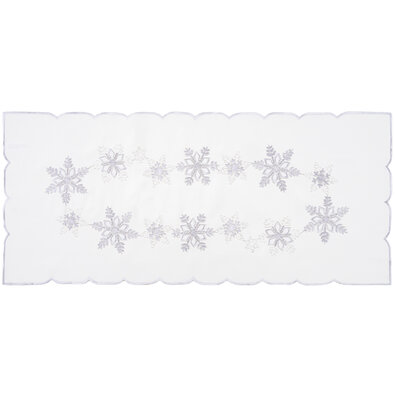 Napron de Crăciun - Fulgi, argintiu, 40 x 90 cm