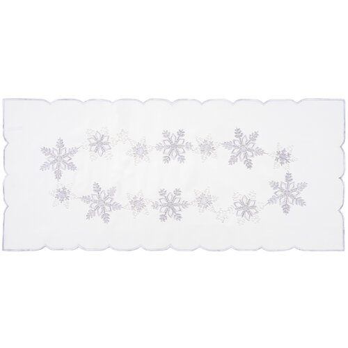 Napron de Crăciun - Fulgi, argintiu, 40 x 90 cm