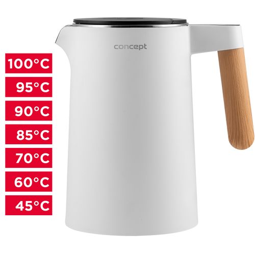 Concept RK3300 Czajnik elektryczny ze stali nierdzewnej Salt & Pepper 1,5 l, biały