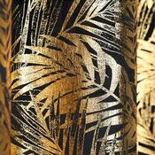 Restilo Draperie Velvet golden Leaves neagră, 140 x 245 cm