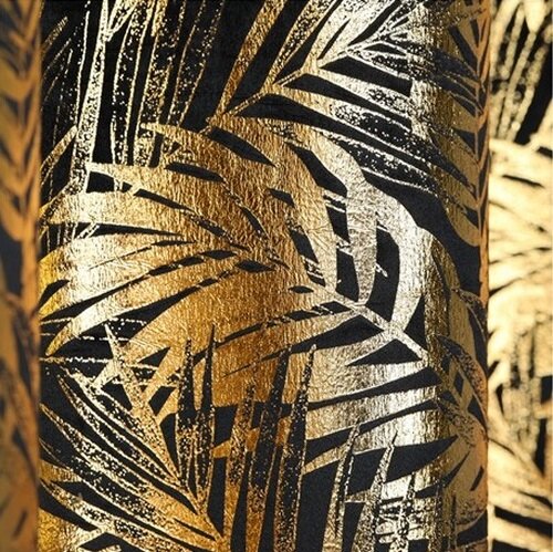 Restilo Zasłona Velvet golden Leaves czarny, 140 x 245 cm