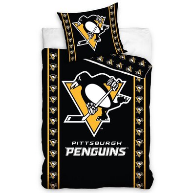 BedTex Bavlněné povlečení NHL Pittsburgh Penguins Stripes, 140 x 200 cm, 70 x 90 cm