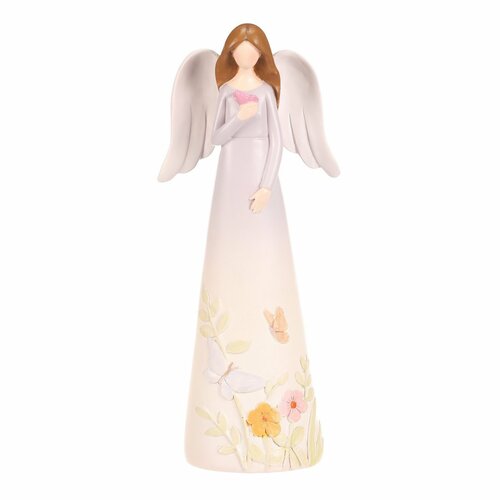 Dekoracija figurka cvetlični angel, sv. vijolična,9 x 6 x 21 cm, poliresin