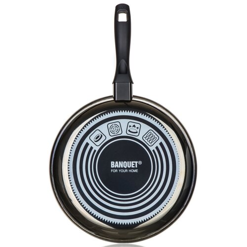 Bankett Zománc serpenyő METALLIC Fekete 28 cm,tapadásmentes felülettel