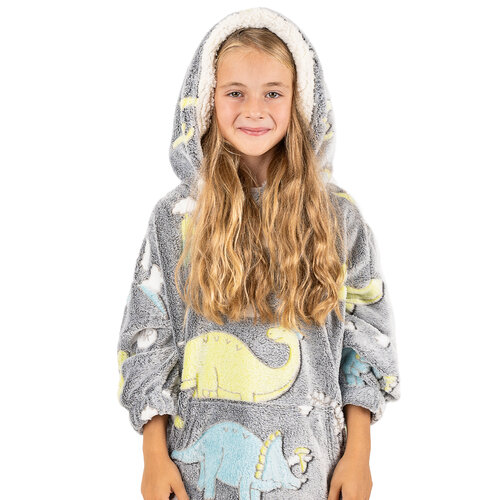 4Home Leuchtender Poncho Dino in Lammfelloptik , 72 x 150 cm