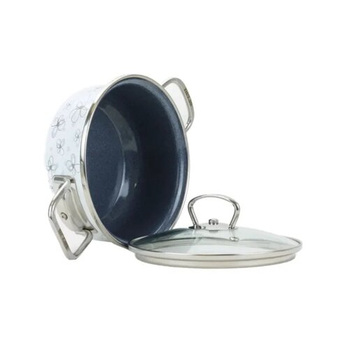 Belis Premium zománcozott edény fedővel, fehér, 20 cm, 3,5 l