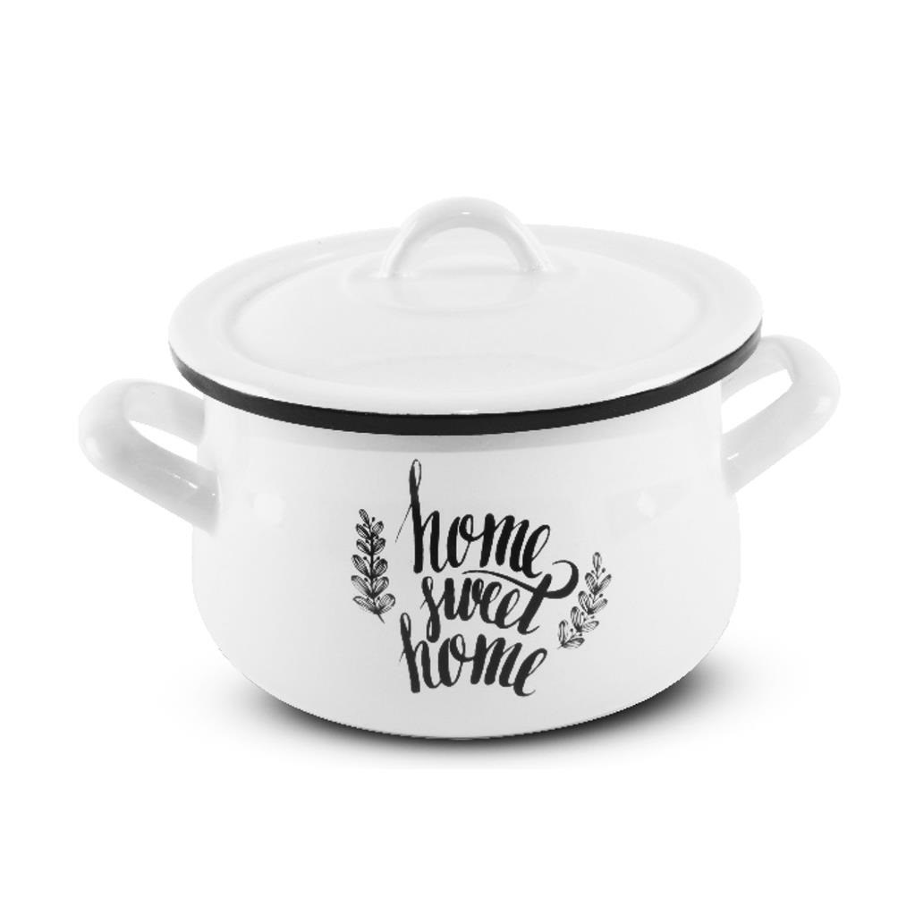 Orion Smaltovaný hrniec s pokrievkou Home sweet home, 3,5 l