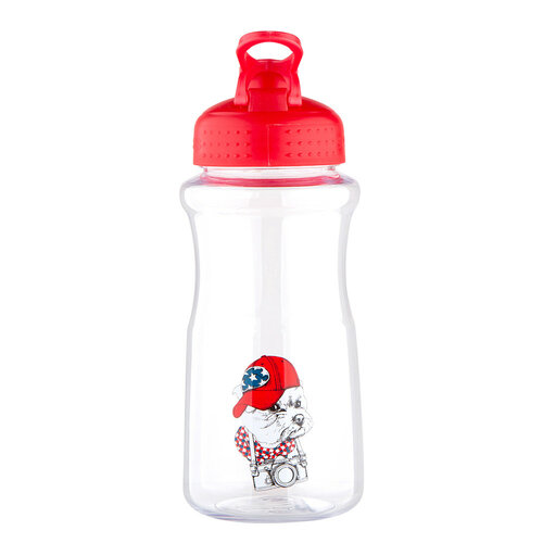 Sticlă de plastic cu pai Altom York, 500 ml, roșu