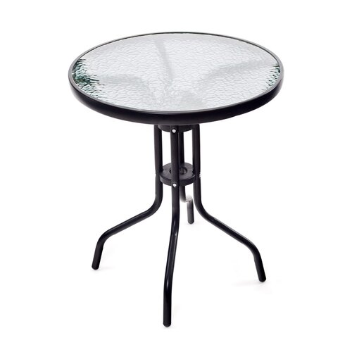 Metalltisch mit Glasplatte, Durchmesser 60 cm