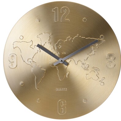 Nástenné hodiny World zlatá, 35 cm