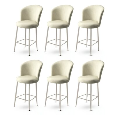 Barstuhl-Set Fora Cream and Chrome, 6 Stück