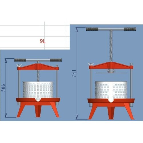 Aldotrade Rahmen-Obstpresse 9 l, Edelstahl