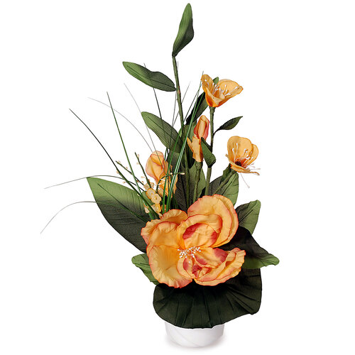 Aranžmá Růže v květináči oranžová, 50 cm