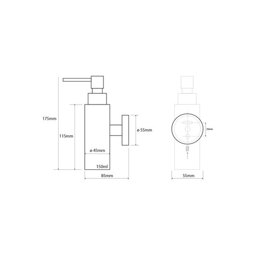 Distribuitor de săpun SAPHO XS100 X-Steel 150 ml,oțel inoxidabil periat